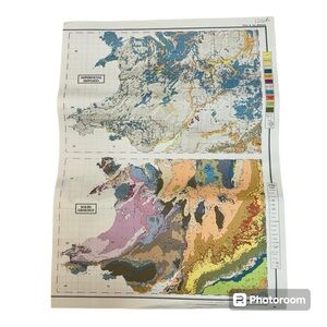 Vintage Map British Wales & The Midlands Superficial Deposits Geology England